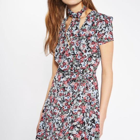 Topshop Dresses & Skirts - Topshop Sky Floral Frill Wrap Tea Dress